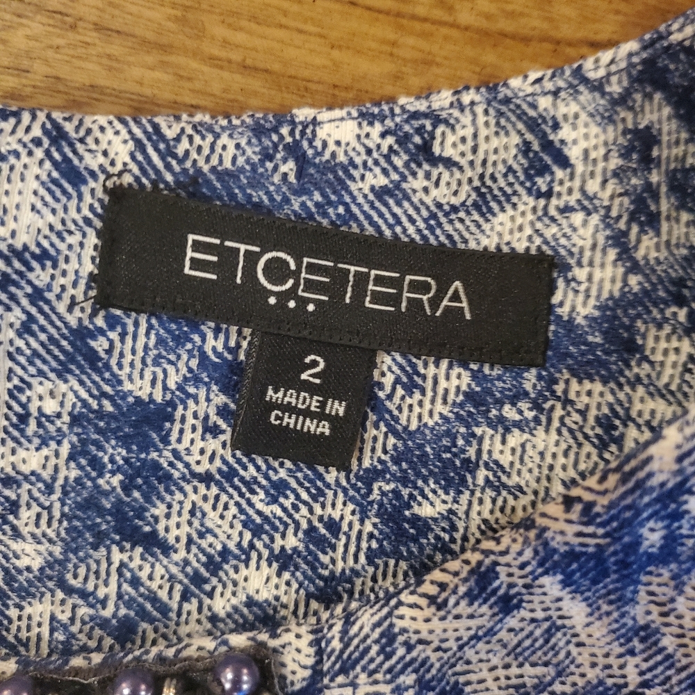 Etcetera Jeweled Neckline Aztec Patterned Dress - image 7